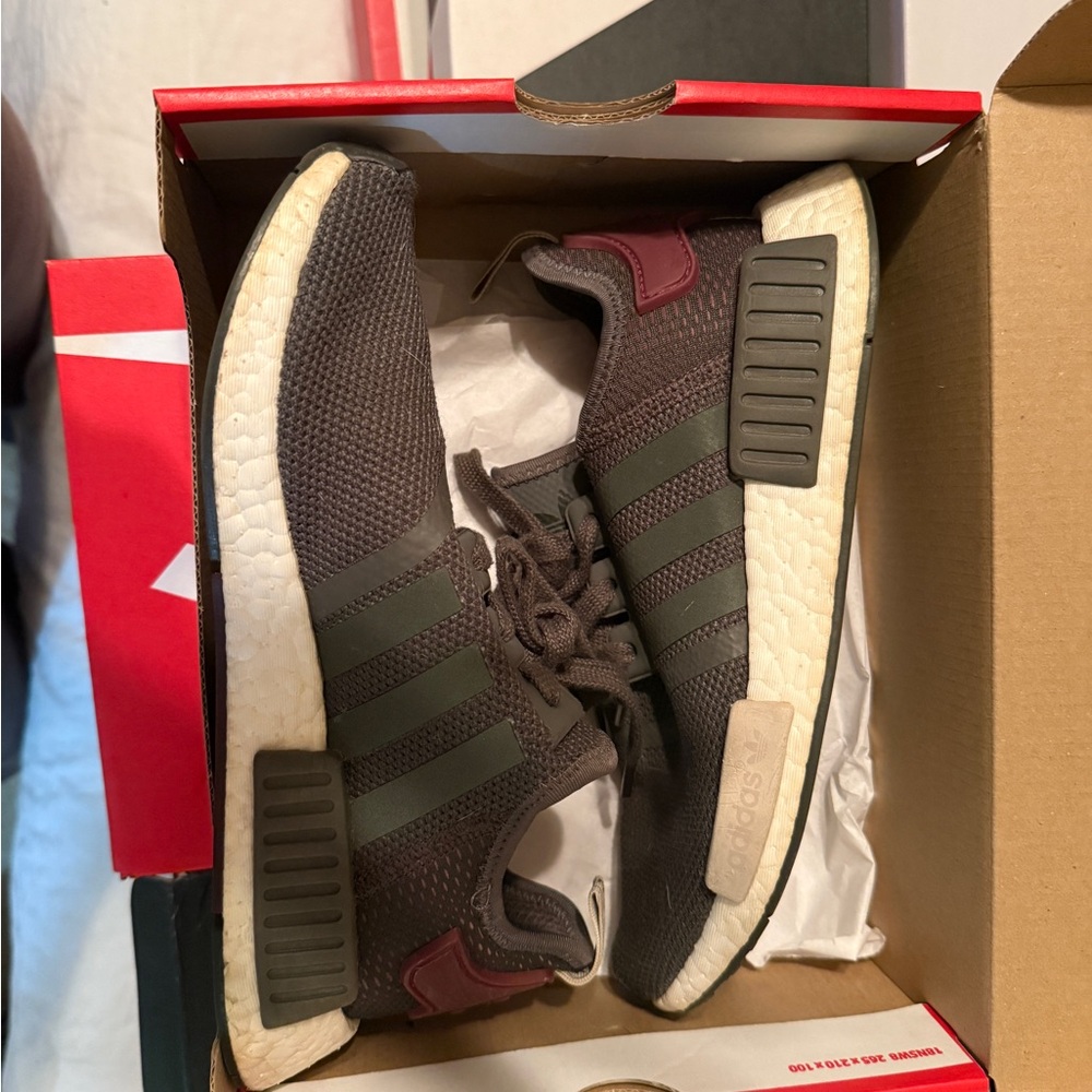 Adidas Women's Olive and Burgundy Sneakers